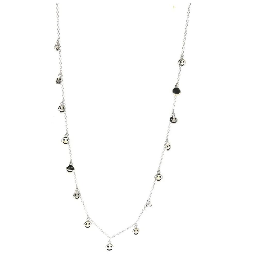 Happy Face Charm Necklace 925 Sterling Silver adjustable Necklace to choker